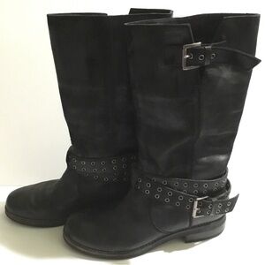 GEOX Respira leather moto buckle boots